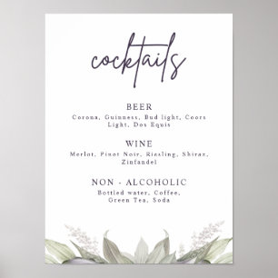 Poster Fleurs violettes et vertes aériennes, Menu de bois