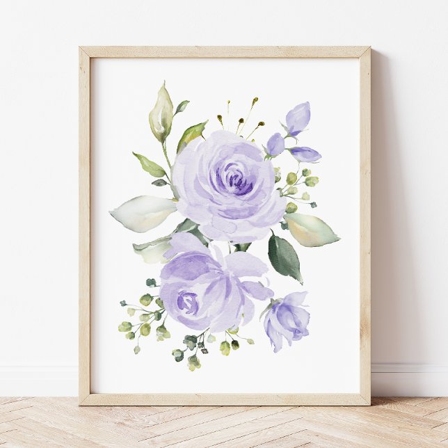 Poster Fleurs violettes, Fleurs aquarelles, Neutres selon (Créateur téléchargé)