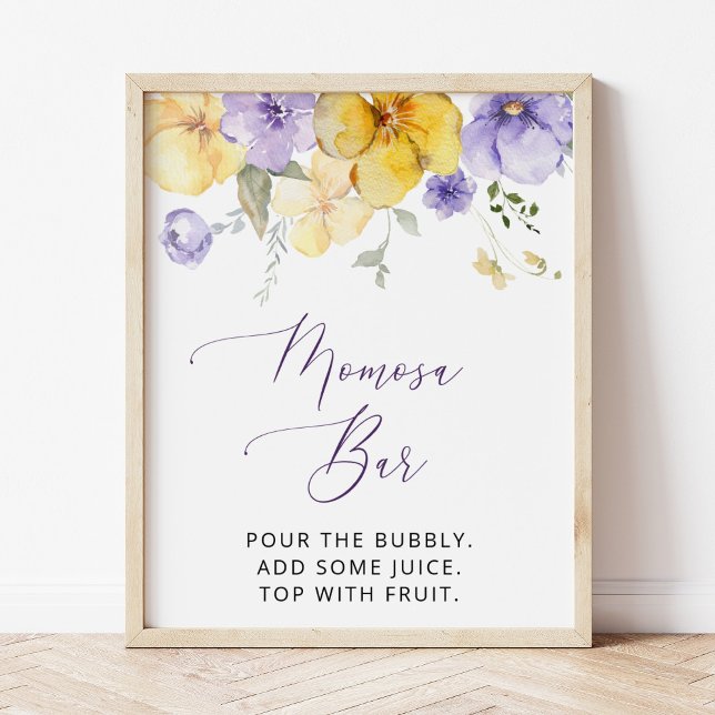 Poster Fleurs violettes, Fleurs Jaunes, Boho, Momosa Bar (Créateur téléchargé)