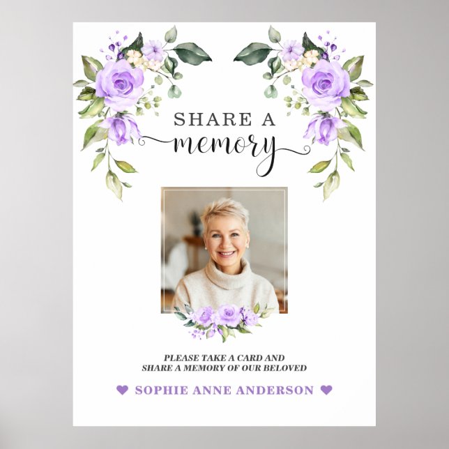 Poster Fleurs Violettes Partagent un Souvenir Panneau Fun (Devant)