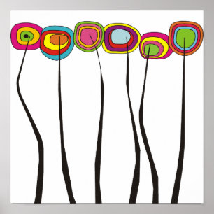 Poster Fleurs Whimsical Avec Couleur Gras