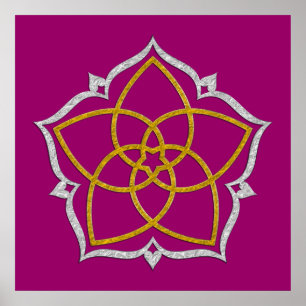 Poster FLEUVE DE VENUS / Vénusblume Lotus GOLD SILVER
