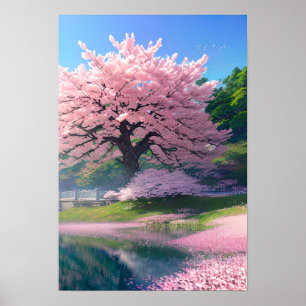Poster Fleuve Riverside, Grand Sakura Tree