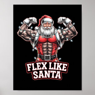 Poster Flex Comme Santa Claus Bodybuilder Christmas Gym W