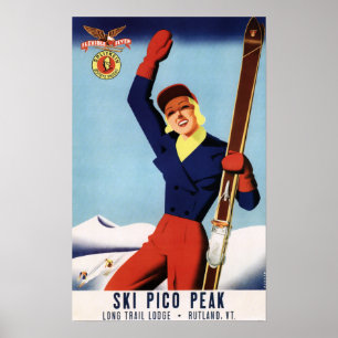 Poster Flexible Flyer Pin-Up Skiing Girl