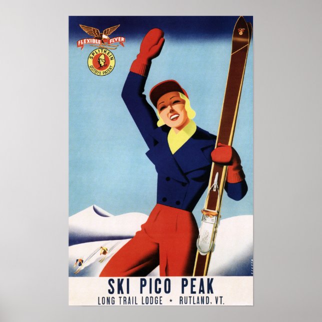 Poster Flexible Flyer Pin-Up Skiing Girl (Devant)