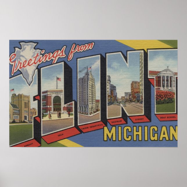 Poster Flint, MichiganScènes de grandes lettresFlint, MI  (Devant)