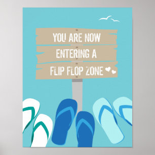 Poster Flip Flop Zone Plage Mariage