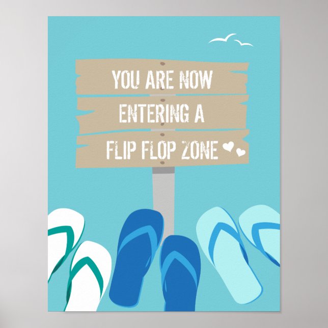 Poster Flip Flop Zone Plage Mariage (Devant)