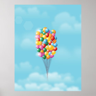 Poster Floating Balloons up and away.