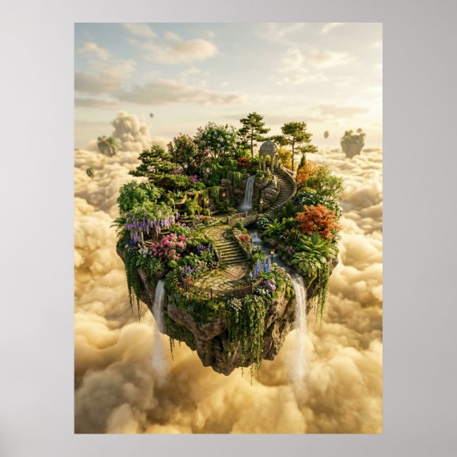 Poster Floating Garden Island Fantasy Art (Devant)