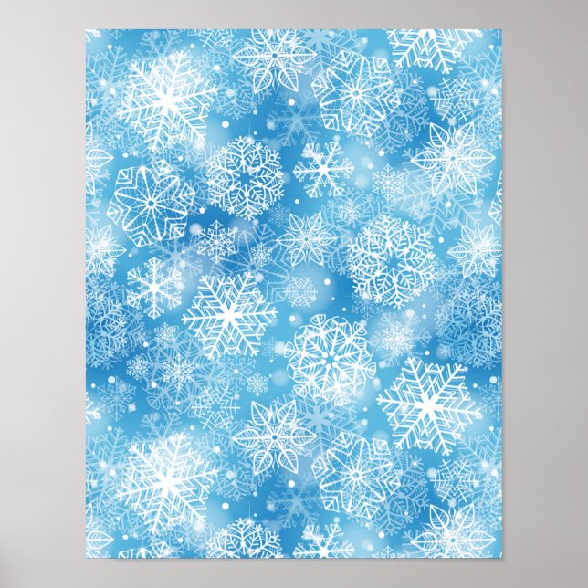 Poster Flocon de neige bleu (Devant)