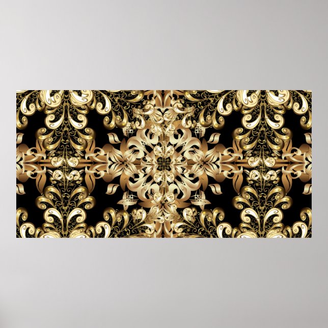 Poster Flocon de neige doré, motif simple et sans couture (Devant)