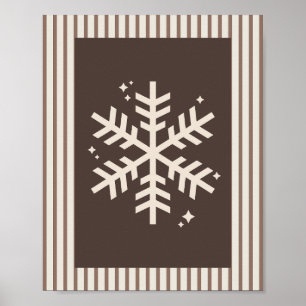 Poster Flocon de neige marron rayé