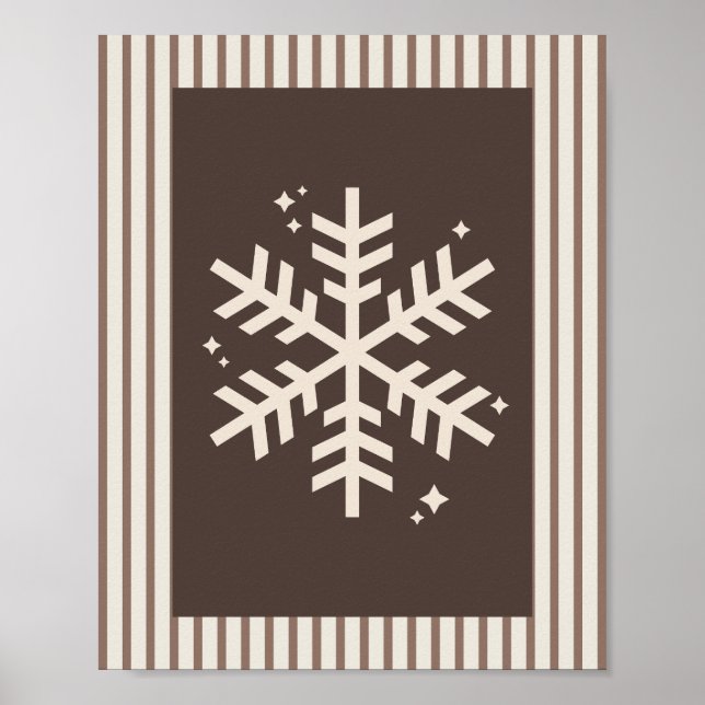 Poster Flocon de neige marron rayé (Devant)