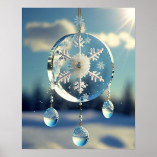 Poster Flocon de neige - Ornement de mariage hivernal