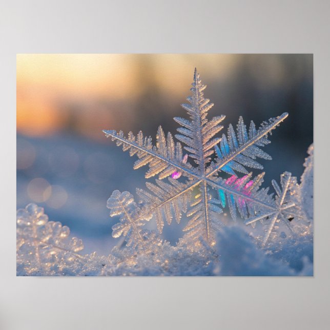 Poster Flocon de neige scintillant avec effet Prism (Devant)