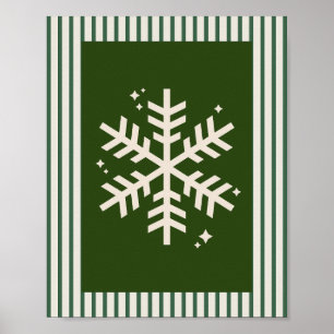 Poster Flocon de neige vert rayé