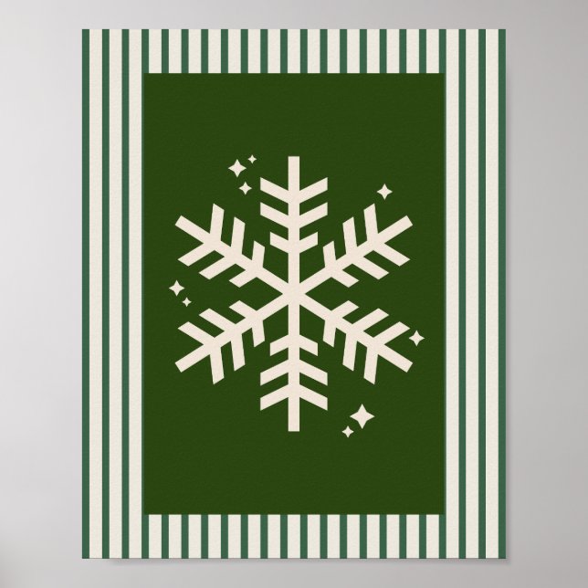 Poster Flocon de neige vert rayé (Devant)