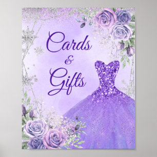Poster Flocon de neige violet hiver Mis Cartes de coing C
