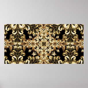 Poster Flocon d'or simple motif sans couture. Vintage