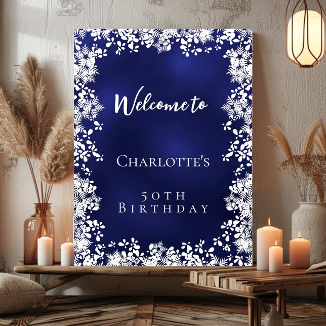Poster Flocons de neige bleus de bienvenue pour un annive (Créateur téléchargé)
