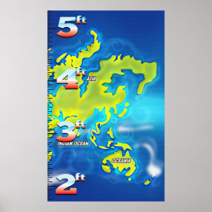 Poster Flooded Earth Map  Growth Chart