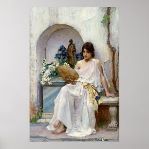 Poster Flora en tenue blanche, par John William Waterhous
