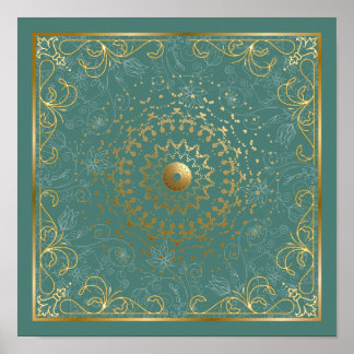 Poster Floraison en volute ornementée 