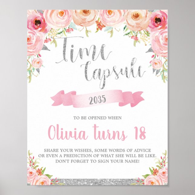 Poster Floral 1er Anniversaire Heure Capsule Activité de  (Devant)