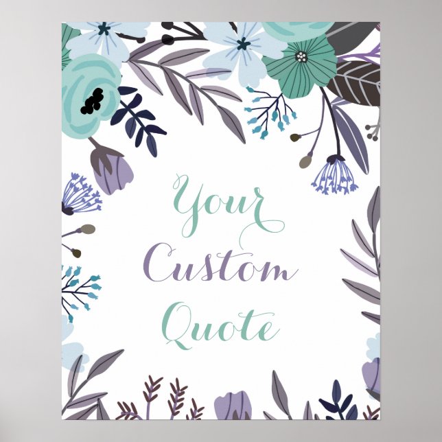 Poster Floral à la menthe violette Citation personnalisée (Devant)