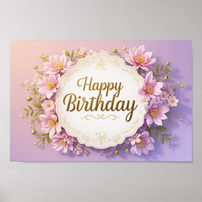 Poster Floral anniversaire luxueux élégant extravagant (Devant)