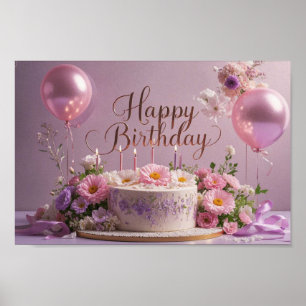 Poster Floral anniversaire luxueux élégant extravagant