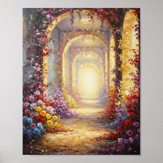 Poster Floral Archway Corridor | Impressionist Oil Art