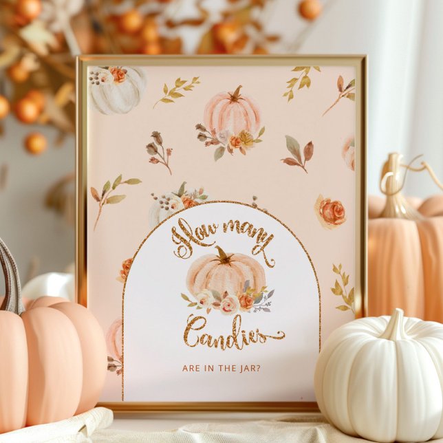 Poster Floral automne feuille d'or citrouille combien de  (Créateur téléchargé)