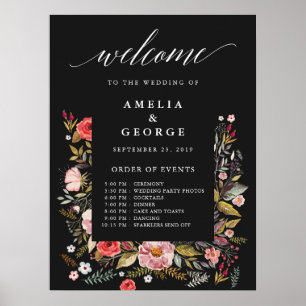 Poster Floral bienvenue ordre des événements Signal maria