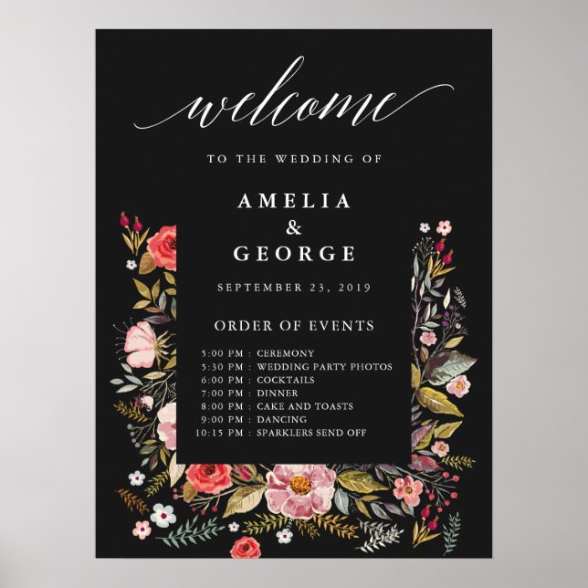 Poster Floral bienvenue ordre des événements Signal maria (Devant)
