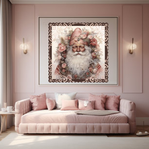 Poster Floral Black Père Noël : Charme de vacances délici