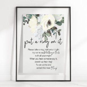 Poster Floral Blanc D'Ivoire Met Une Bague Sur Le Jeu