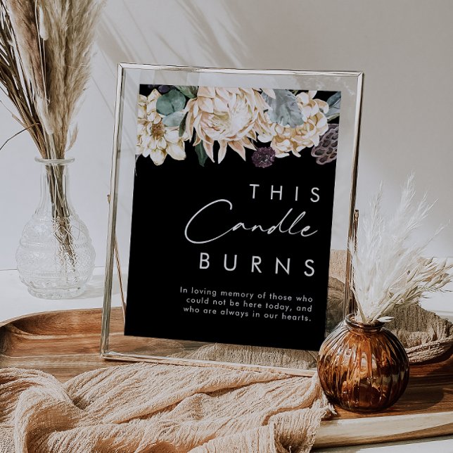 Poster Floral blanc | Noir Ce Candle Brûle Signe (Créateur téléchargé)