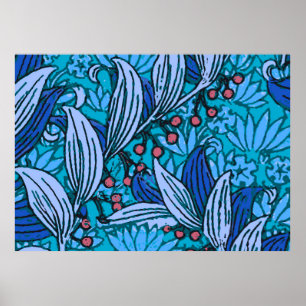 Poster Floral bleu ancien Boho moderne