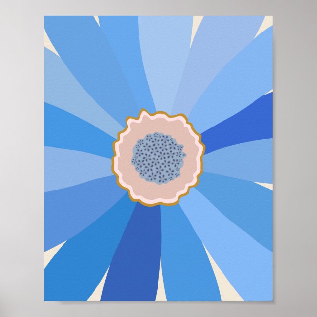Poster Floral Blue Daisy (Devant)