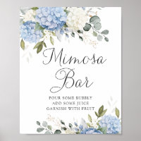 Floral Blue Hydrangea Mariage vert Mimosa Bar