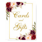 Floral Bourgogne Gold Cartes de mariage Cadeaux