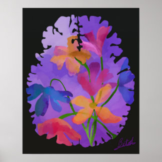 Poster Floral Brain Art
