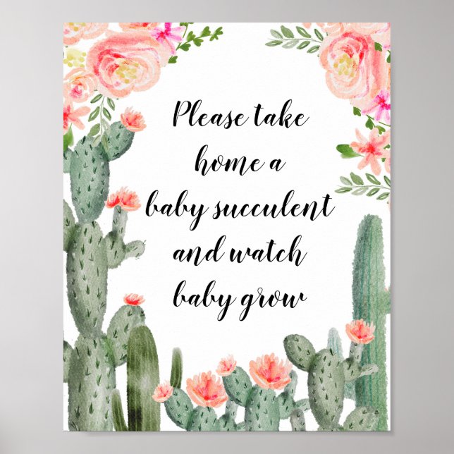 Poster Floral Cactus S'Il Vous Plaît Prendre Un Bébé Succ (Devant)