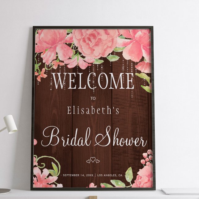 Poster Floral chic lumières signe de bienvenue (Créateur téléchargé)