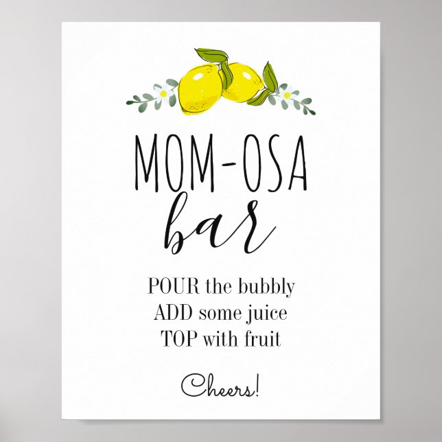 Poster Floral Citrus Baby shower Maman-osa Bar (Devant)