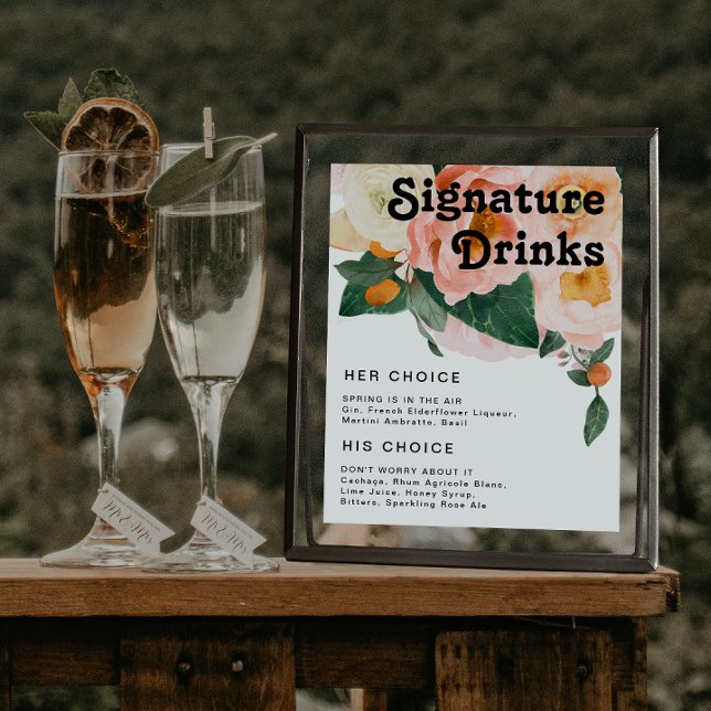 Poster Floral coloré gras | Signature Boissons (Créateur téléchargé)