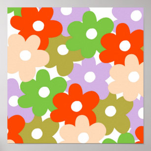 Poster Floral coloré Simple Motif à fleurs tropicales